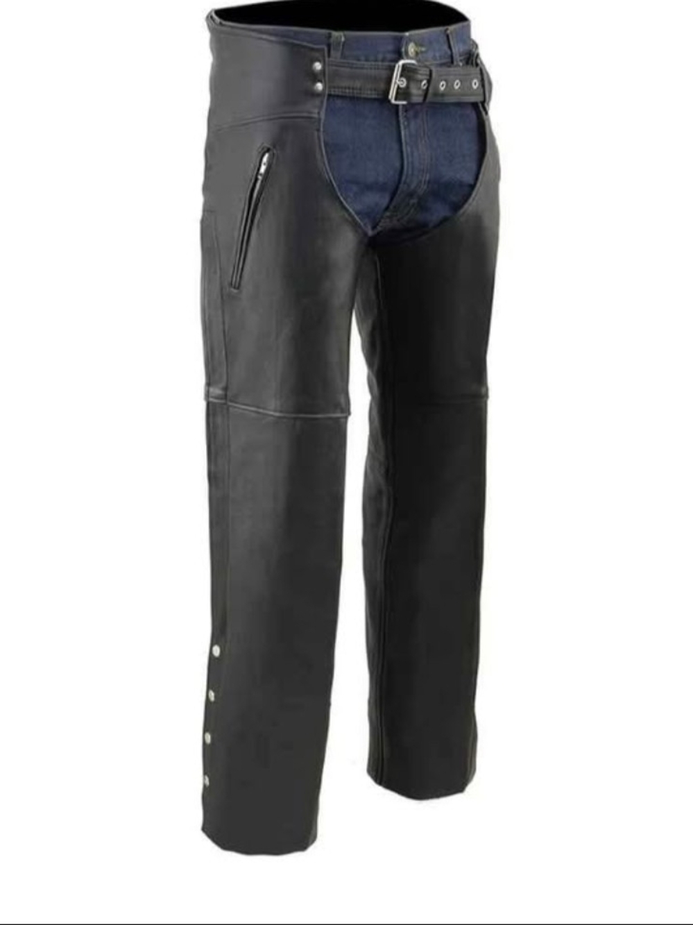 Women's Or men's Leather Motorcycle Chaps Over-Jeans